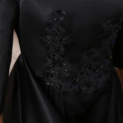 Prom Dresses Black Prom Dress Boat Neckline..