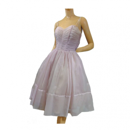 Vintage 50s Prom Dress Ball Gown Orchid Pink Sheer..