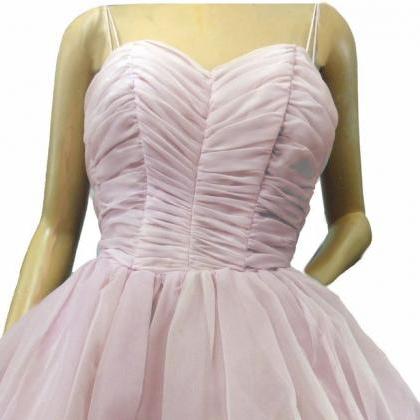 Vintage 50s Prom Dress Ball Gown Orchid Pink Sheer..