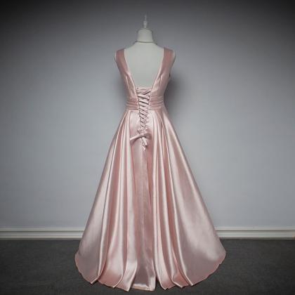 Long Pink Bridesmaid Dresses,A Line..