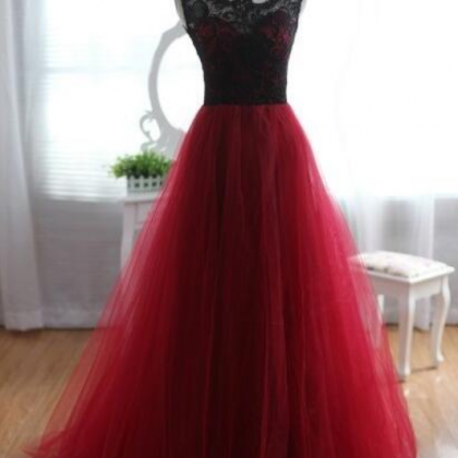 Sexy Ball Gown Burgundy Prom Dresses,floor-length..