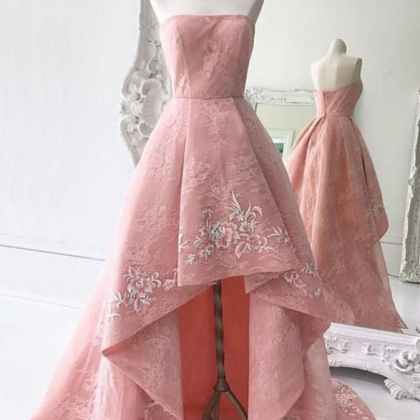 Charming Modest Pink A Line High Lo..