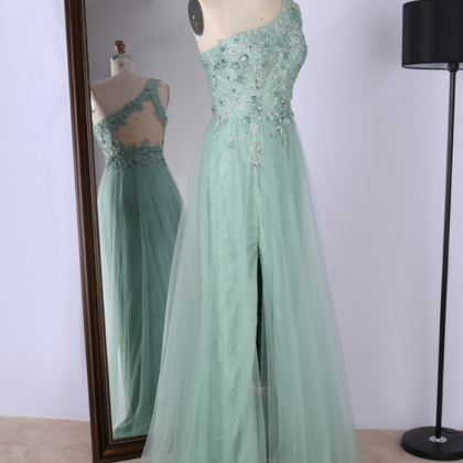 Prom Dresses One-shoulder Embroidery Beaded Long..