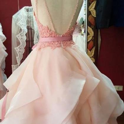 Lace Top Ball Gown Prom Dresses,scoop Neckline..