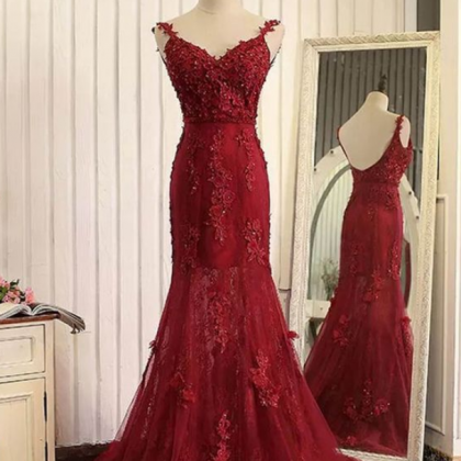 Charming Prom Dress,sexy Red Prom Dress,long Prom..