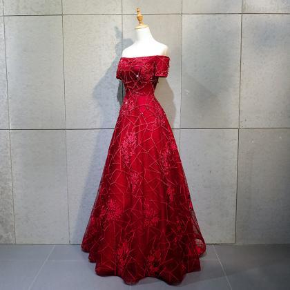 Off Shouder Prom Dress,red Party Dress,unique..