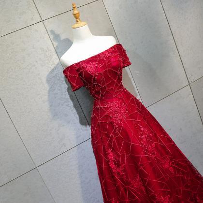 Off Shouder Prom Dress,red Party Dress,unique..