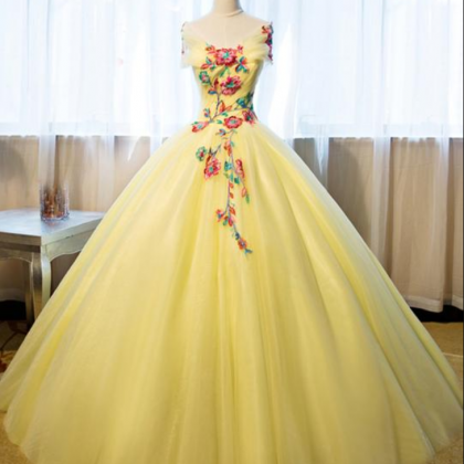 Yellow Gown, Shoulder Gown, Floral Gown.lovely..
