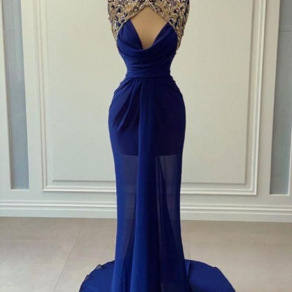 Blue Long Prom Dress Evening Dress
