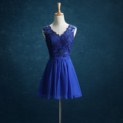 Prom Dress,v Neck Prom Dress,royal Blue Short Prom..