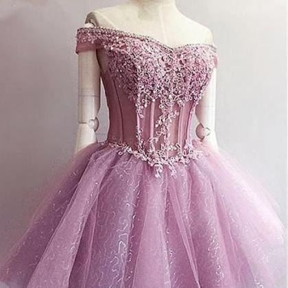 Short Prom Dress, Strapless Prom Dress,lace..