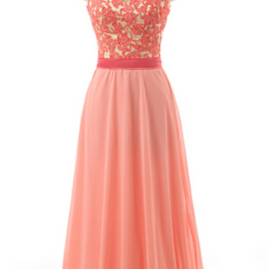 Long Prom Dress, Lace Prom Dress, Chiffon Prom..