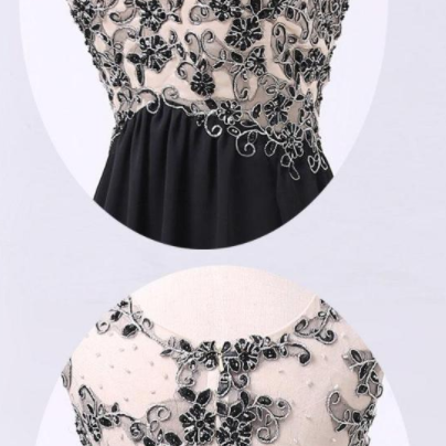 A Line Prom Dresses,black Lace Prom Dress,simple..