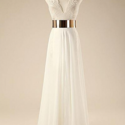White Prom Dresses, Prom Dresses Long, Chiffon..