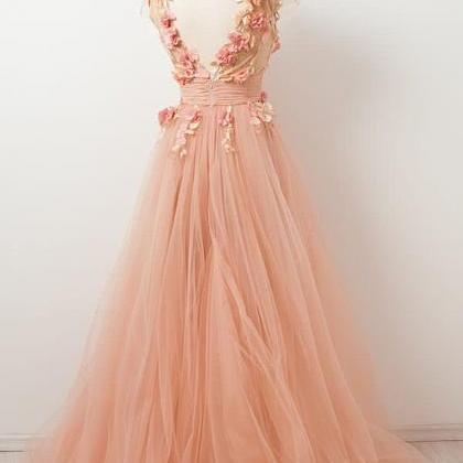 Tulle Prom Dress,appliques Prom Dress