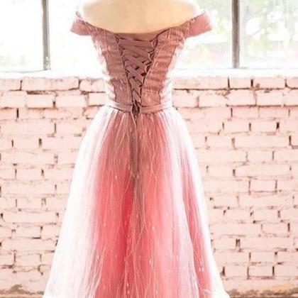 Short Sleeve A-line Tulle Dress With Bare..