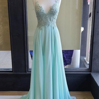 Cute Chiffon Lace Long Prom Dress Evening Dress