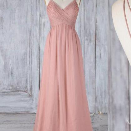 Pink Chiffon Lace Long Prom Dress Pink Lace..