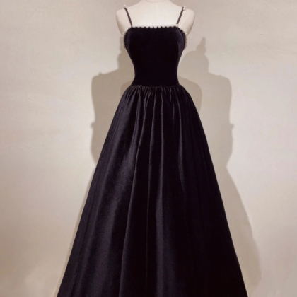 Prom Dresses,aline Black Velvet Long Prom Dress,..