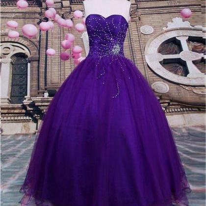 Sexy Purple Beads Quinceanera Dresses Ball Gown..