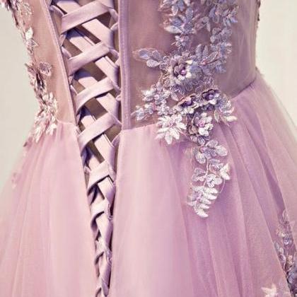 Prom Dresses,elegant A Line Tulle Lace Long Prom..