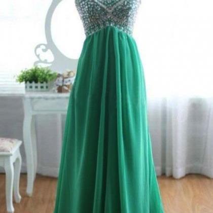 Green Prom Dresses,chiffon Evening Gowns,modest..