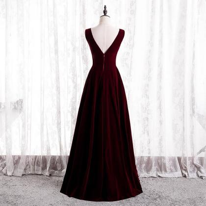 prom dresses,V-Neckline Velvet Long..