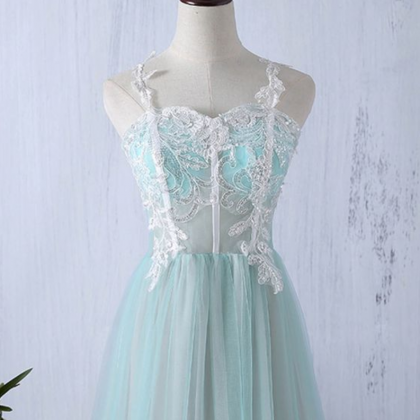 Prom Dresses,sweetheart Mint Tulle Long Lace..