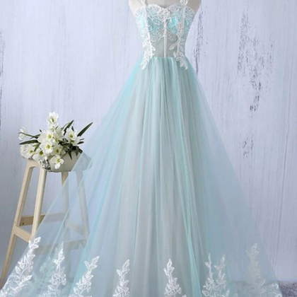 Prom Dresses,sweetheart Mint Tulle Long Lace..