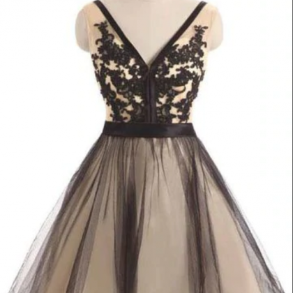 Homecoming Dresses,tulle Lace V-neck Short Prom..