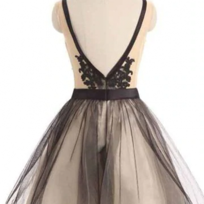 Homecoming Dresses,tulle Lace V-neck Short Prom..