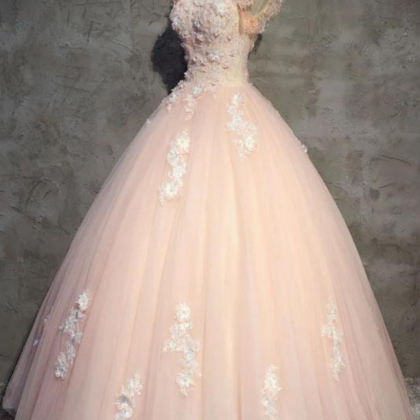 Prom Dresses,tulle Long Prom Dress With Flowers,..