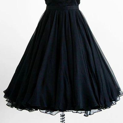 Black Chiffon And Floral Lace Cocktail Homecoming..