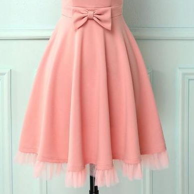 Blush A-line Splice Tulle Swing Homecoming Dress..