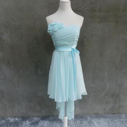 Cute Simple Blue High Low Prom Dresses, High Low..
