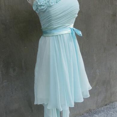 Cute Simple Blue High Low Prom Dresses, High Low..