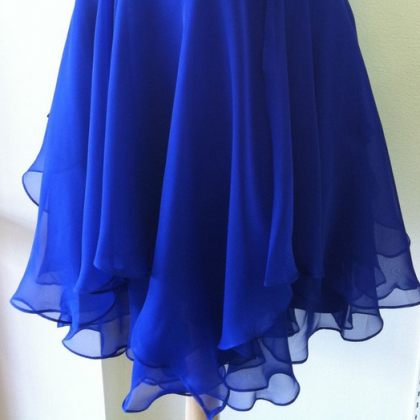 Cute Royal Blue Short Beadings Short Prom Dresses,..