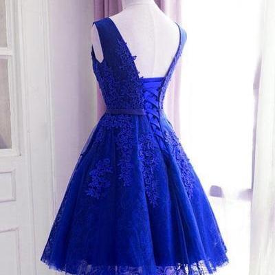 Lace Applique Tulle Knee Length Homecoming Dress,..