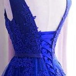 Lace Applique Tulle Knee Length Homecoming Dress,..