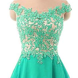 Green Off Shoulder Short Prom Dress..