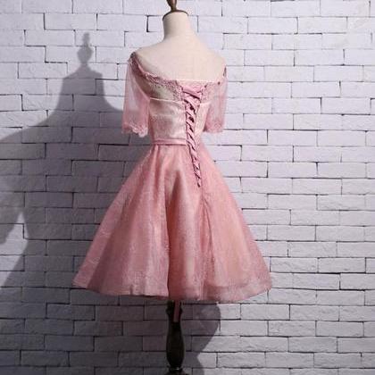 Pink Lace Short Prom Dress,pink Homecoming Dress