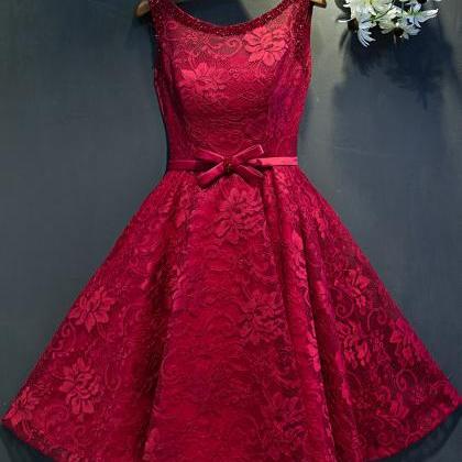 Charming Homecoming Dress,red Lace Prom..