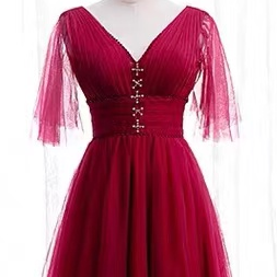 V-neck Party Dress,red Homecoming Dress