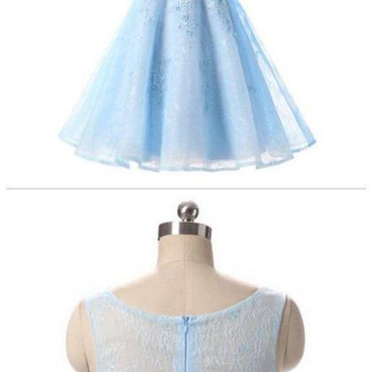 Charming Elegant Prom Dress,light Blue Tulle Prom..