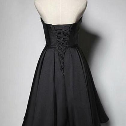 Black Prom Dresses, Sweetheart Satin Lace-up..