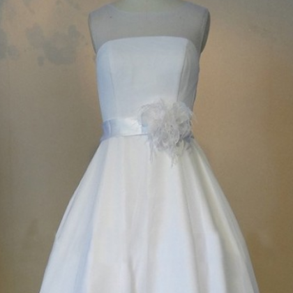 Tea Length White Prom Dresses,cute Prom Dress,..