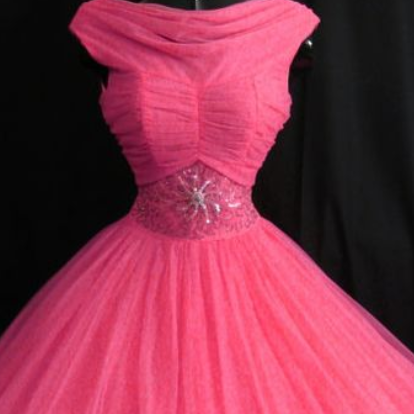 Vintage Ball Gown Homecoming Dresses, Crew Neck..