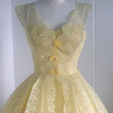 Vintage Ball Gown Homecoming Dresses, V Neck Lace..