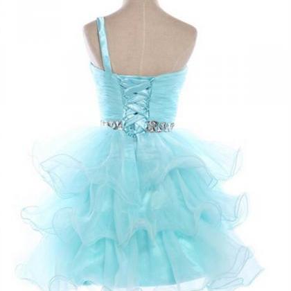 One Shoulder Beading Homecoming Dress,prom..
