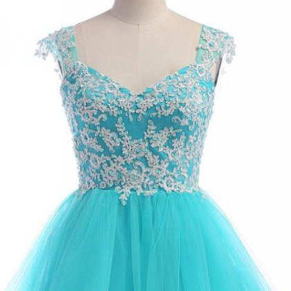 Gorgeous Baby Blue Lace Homecoming Dress,prom..